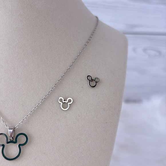 Mickey Mouse Stainless Steel Necklace and Earring Set - Picture 5 of 11